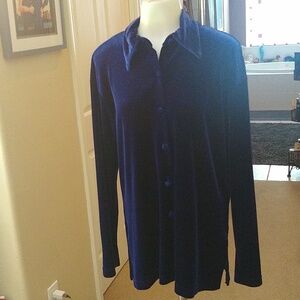 Vintage Tower cobalt blue velvet/  2pc co ord pants set size small oversized top